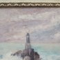Antique Painting oil Painter Dolphin Gagnor 1894-1970 Marine landscape Sea BM51