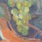 Nature Still Fruit Grape Painting Antique Small Size Oil On Board MD12
