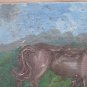 9 3/8x7 1/2in Painting Antique Small Size With Horse Spain First Half Of 900