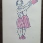 Old Drawing On paper Portrait Little Girl Sketch Sketching Studio Painter P28.8