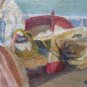 Old Painting To oil Small Size Signed Woman To Market Fish MD1