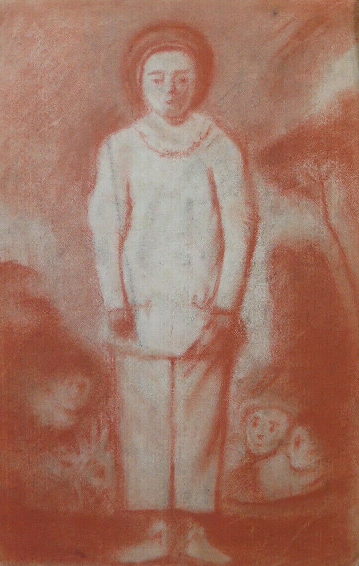 Large Drawing Antique Inspired Watteau Pierrot Pierre Duteurtre Dut BM53.1 B