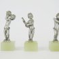 6 Old Figurines Pewter With Little Angels & Cherubs Angels Base Once Wood VN2