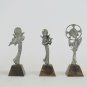 6 Old Figurines Pewter With Little Angels & Cherubs Angels Base Once Wood VN2