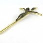 Crucifix Bronze And Brass Design Years' 70 Cross Christ Art Old English X3