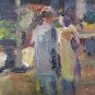 Market Course Valdocco A Torino Painting oil Painter Mario Albano 1896-1968 VS10