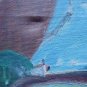 Old Painting Spanish Navy Sea Boat Fishes Vintage oil On Linen '900 MD7