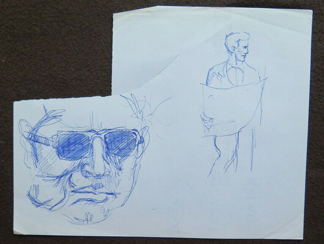 Drawing Sketch On paper Studio For Shapes Man's Vintage Years 50 60 P28.7