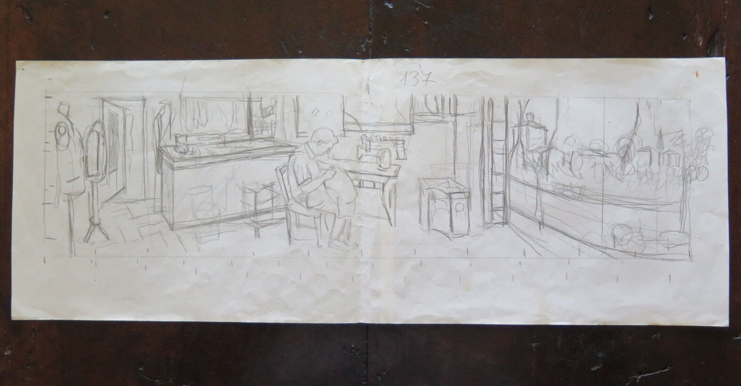 Old Drawing Sketch Studio Pencil On paper Opera Painter G.Pancaldi P14