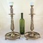 Pair Of Lamps Table Wrought Iron & Bronze Handmade Vintage CH35