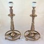 Pair Of Lamps Table Wrought Iron & Bronze Handmade Vintage CH35