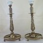 Pair Of Lamps Table Wrought Iron & Bronze Handmade Vintage CH35