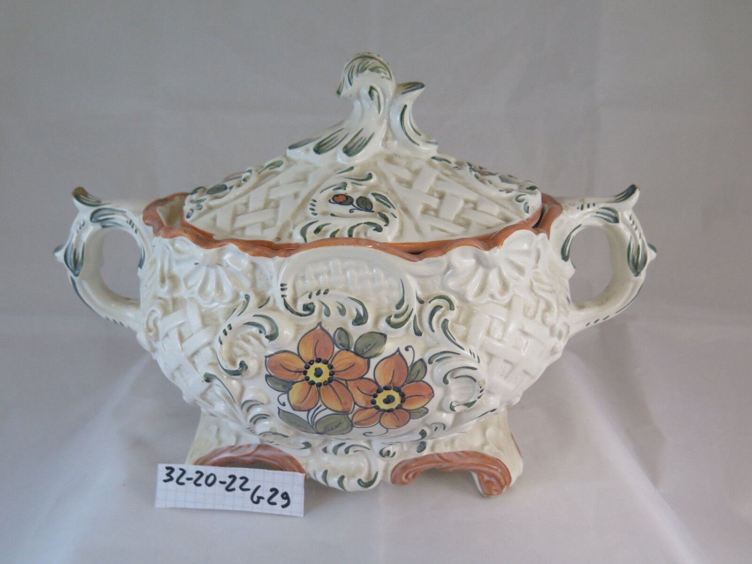 Antique Soup Tureen IN Ceramic 1960 Years 60 Decorated With Patterns A Braid G29