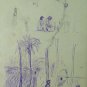 Drawing Antique Pen On paper Knight Datto 12 & Signed France '900 BM53.6A