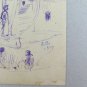 Drawing Antique Pen On paper Knight Datto 12 & Signed France '900 BM53.6A