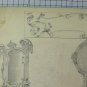 Antique Drawing With Studies For Mirrors Beginning Early Pencil On paper BM53.6B