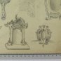 Antique Drawing With Studies For Mirrors Beginning Early Pencil On paper BM53.6B