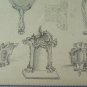 Antique Drawing With Studies For Mirrors Beginning Early Pencil On paper BM53.6B