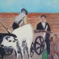 Old Painting Style Naif landscape With Peasants Vintage Italy Painting X13