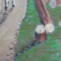 Old Painting Style Naif landscape With Peasants Vintage Italy Painting X13