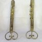 Two Old Coat Hangers Wall Wrought Iron Forged Hand & Golden CH34