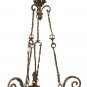 Chandelier Wrought Iron Forged by Hand With Blossom & Tulip Glass Vintage Ch