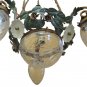 Chandelier Wrought Iron Forged by Hand With Blossom & Tulip Glass Vintage Ch
