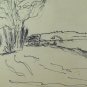 Drawing Antique Signed Sketch For landscape View Country BM53.6B