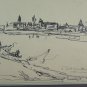 Drawing Antique Signed Sketch For landscape View Country BM53.6B