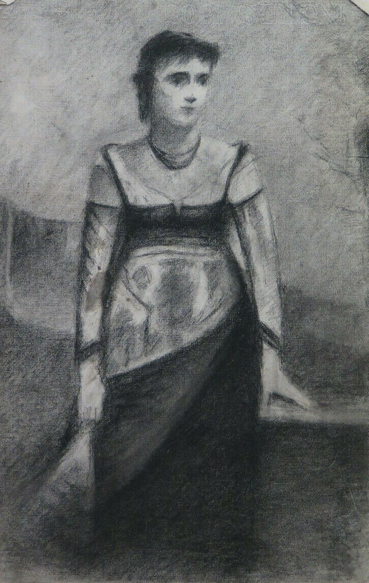 Large Drawing Antique Portrait Figure Woman Artist Pierre Duteurtre Dut BM53.1