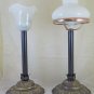 Pair Of Lamps Table Made by Hand IN Metal A & Embossing Glass CH32