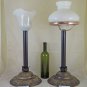 Pair Of Lamps Table Made by Hand IN Metal A & Embossing Glass CH32