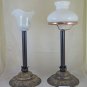 Pair Of Lamps Table Made by Hand IN Metal A & Embossing Glass CH32