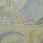 Drawing Antique landscape Sion Basilica Of Valère Tourbillon Swiss BM53.6C