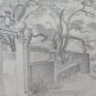 Antique Drawing Signed Bischoff Glimpse Street Houses Sketching Sketch BM53.6C
