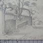 Antique Drawing Signed Bischoff Glimpse Street Houses Sketching Sketch BM53.6C