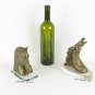 Two Old Figurine Bronze Head Horse Equestrian Horse Riding Paperweight VN7