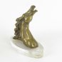 Two Old Figurine Bronze Head Horse Equestrian Horse Riding Paperweight VN7