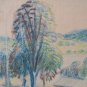 Old Drawing landscape View Tegensee Germany Pencil On paper Art BM53.6C
