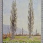 Small Painting Period landscape With Cypress Trees Old Watercolour BM53.6D