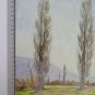 Small Painting Period landscape With Cypress Trees Old Watercolour BM53.6D