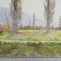 Small Painting Period landscape With Cypress Trees Old Watercolour BM53.6D