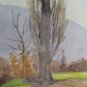 Small Painting Period landscape With Cypress Trees Old Watercolour BM53.6D