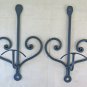 Two Old Coat Hangers Wall Wrought Iron Forged by Hand Hanger CH16