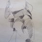 Old Drawing On paper Sketch For Male Figurine Studio By Painter P28.5