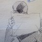 Old Drawing On paper Sketch For Male Figurine Studio By Painter P28.5