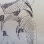 Old Drawing On paper Sketch For Male Figurine Studio By Painter P28.5