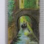5 7/8x15 11/16in Small Painting oil Board Venice Ch View Gondola Vintage X13