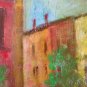 5 7/8x15 11/16in Small Painting oil Board Venice Ch View Gondola Vintage X13