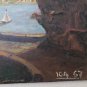 Painting oil Signed ICA67 landscape With Bridge & Train Painting Vintage p2